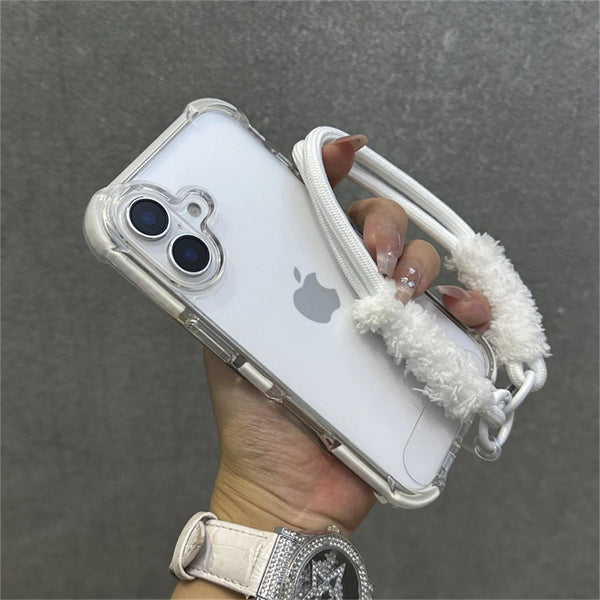 Air Bag Bumper Armor Transparent With Wrist Strap Phone Case For iPhone