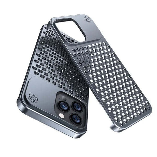 Fragrance Metal Heat Dissipation Rimless Hollow Aluminum Shockproof Phone Case For iPhone