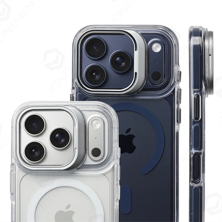 Clear Magsafe Hit Frame Alloy Bracket Stand Anti-Drop Bumper Phone Cas ...