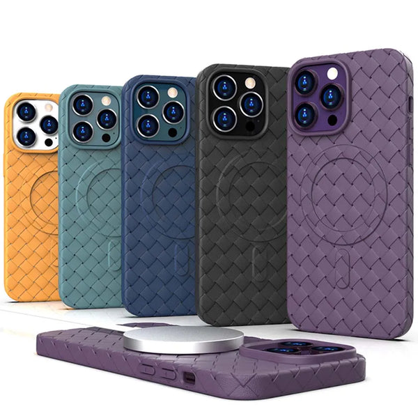 Weave Thin Knit Style Soft Tpu Skin Magnetic Magsafe Phone Case For iPhone