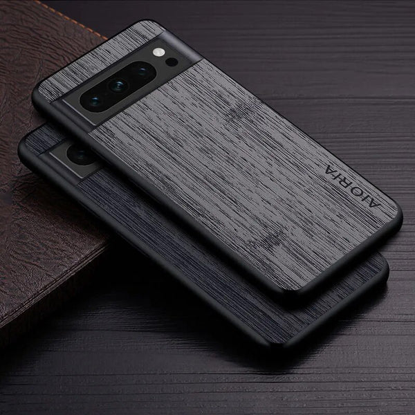 Bamboo Wood Pattern Leather Phone Case For Google Pixel