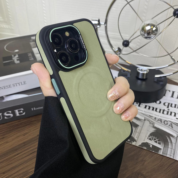 Magnetic Leather Lens invisible Bracket Phone Case For iPhone