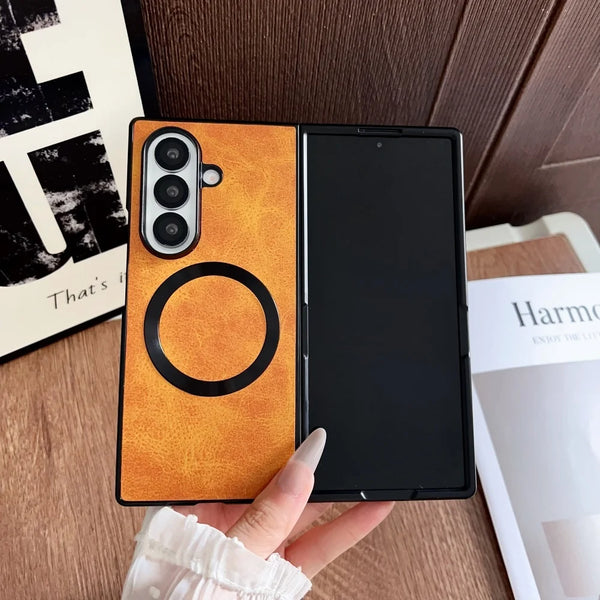 Magsafe Magnetic PU Leather Phone Case For Samsung Galaxy Z Fold