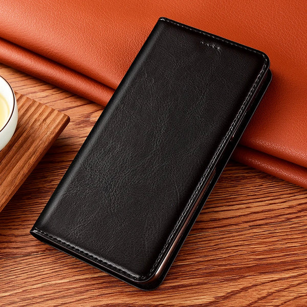 Business Luxury Plain Leather Flip Wallet Phone Case For Samsung Galaxy