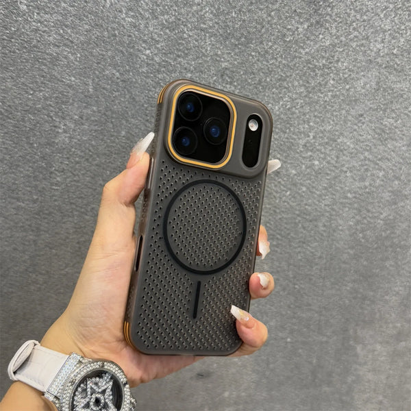 Luxury Honeycomb Breathable Heat Dissipation Magnetic Phone Case For iPhone