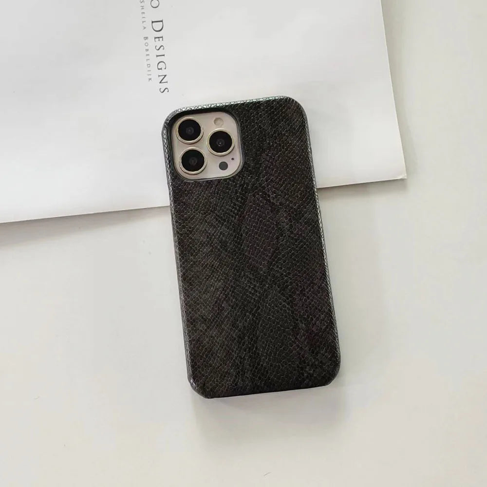 Python Shell Pc Leather Hard Protection Phone Case For