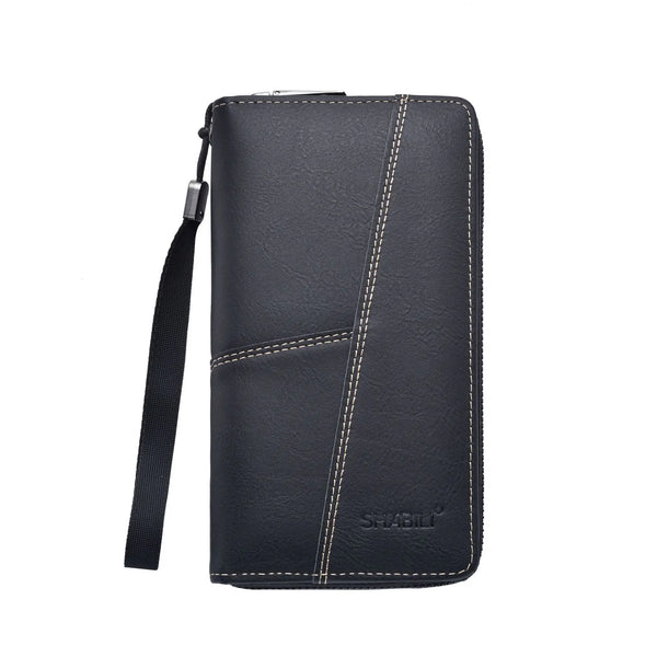 Leather Long Causal Purses Male Zipper Multi-function Card Holder Large Capacity Wallets