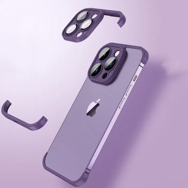 Corner TPU  No backpanel Tempered Camera Lens Phone Case For iPhone