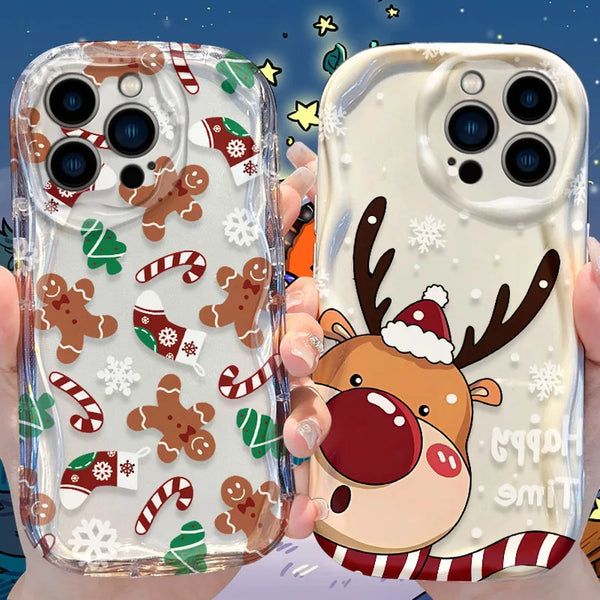 Christmas Pattern Silicone Shockproof Funda Phone Case For iPhone