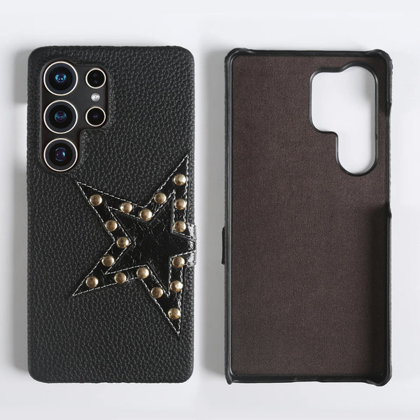 Star Punk Premium Genuine Leather Phone Case For Samsung Galaxy