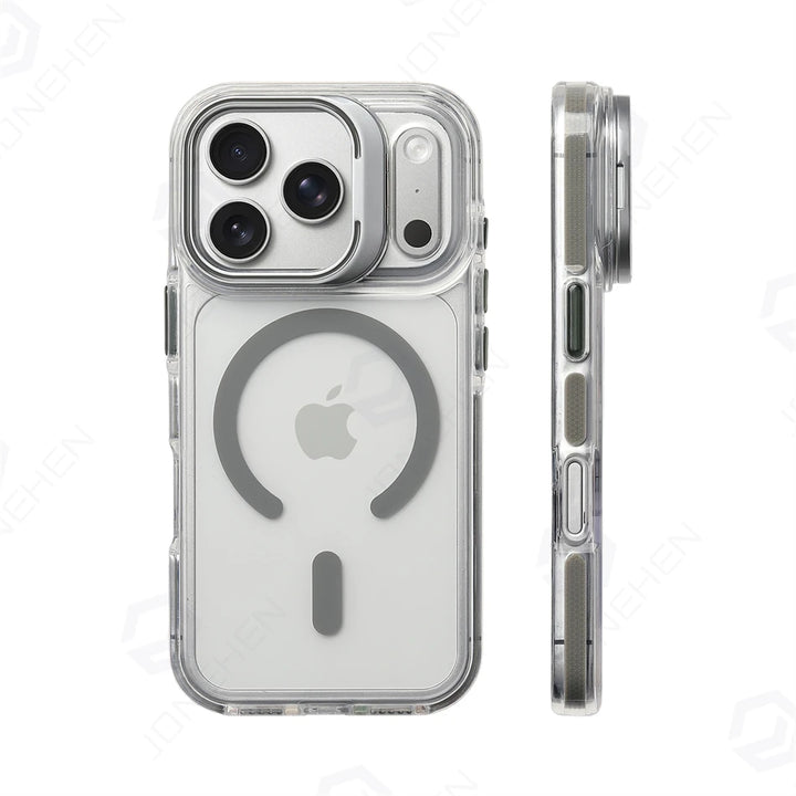 Clear Magsafe Hit Frame Alloy Bracket Stand Anti-Drop Bumper Phone Cas ...