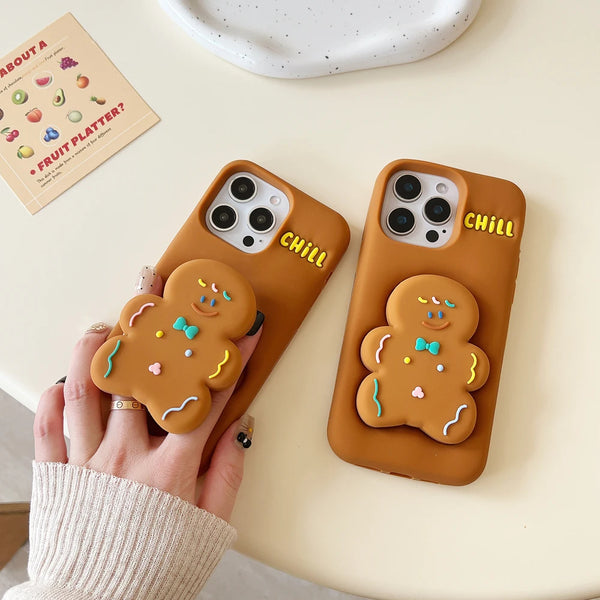 Christmas limited Cute Cartoon Gingerbread Man Silicone Phone Case For iPhone