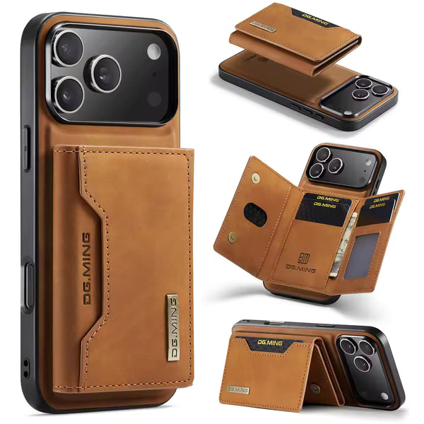 Leather Removable Magnetic  Wallet Card Slot Flip Phone Case For iPhone