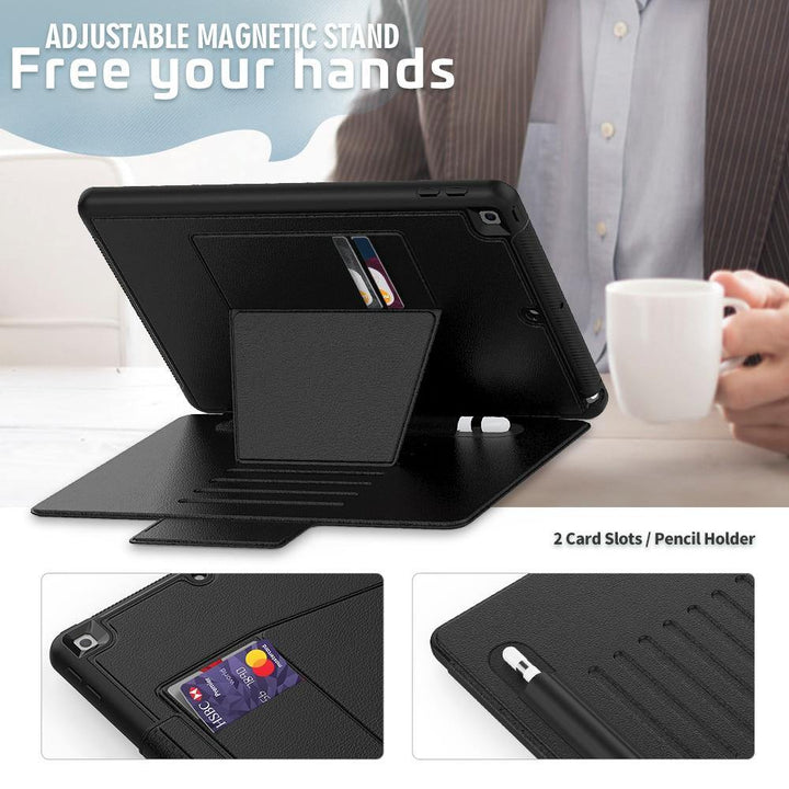 Magnetic Smart wallet iPad Case with Pencil Holder - afcase