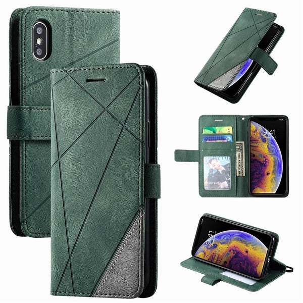 Stand Business Magnet Leather  Stripe Wallet Phone Case For iPhone