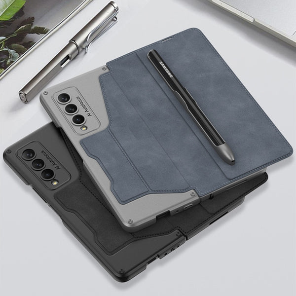 Flip Stand Leather Wallet With Holder Phone Case For Galaxy Z Fold