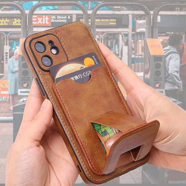 Multi Function Card Slot Leather Phone Case For iPhone