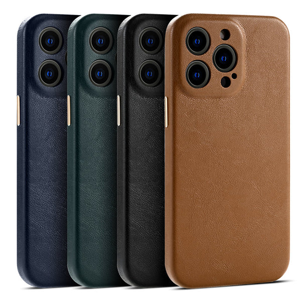 Genuine Lens Protection Leather Phone Case For iPhone