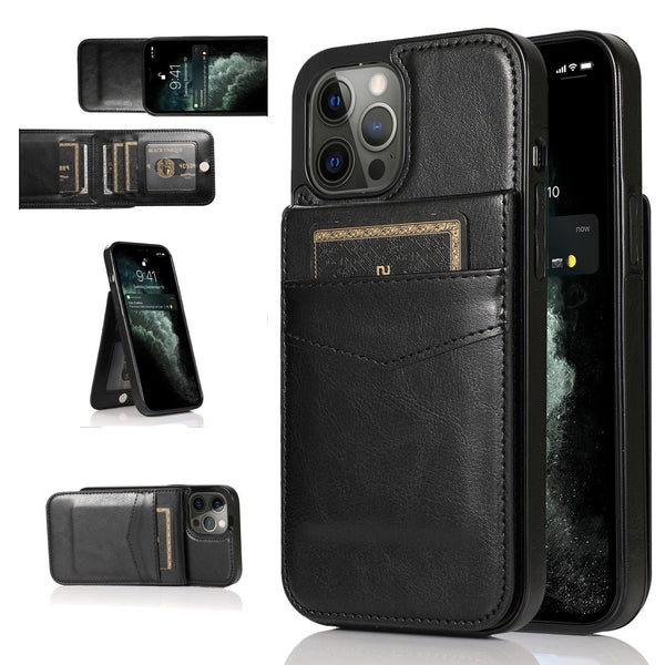 Business Demeanor Leather Case for iPhone with Card Slots and Stand Function