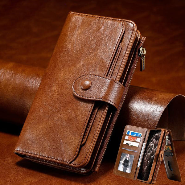 Luxury Retro PU Leather Detach Wallet Card Holder Flip Phone Case For iPhone