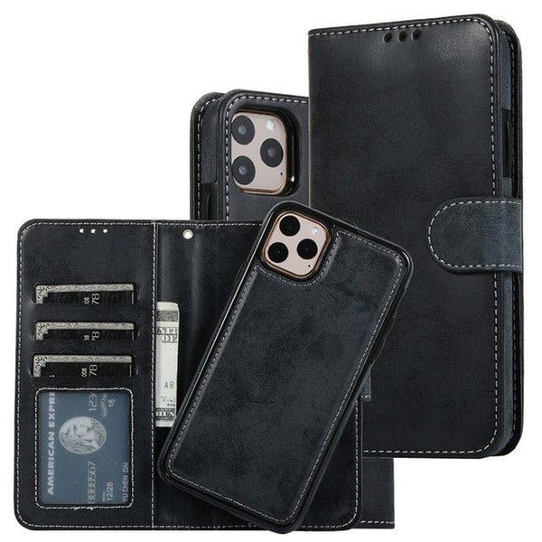 Luxury Leather Flip Removable Wallet Phone Case For iPhone